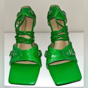Lemon Vibrant Green Strappy Heels